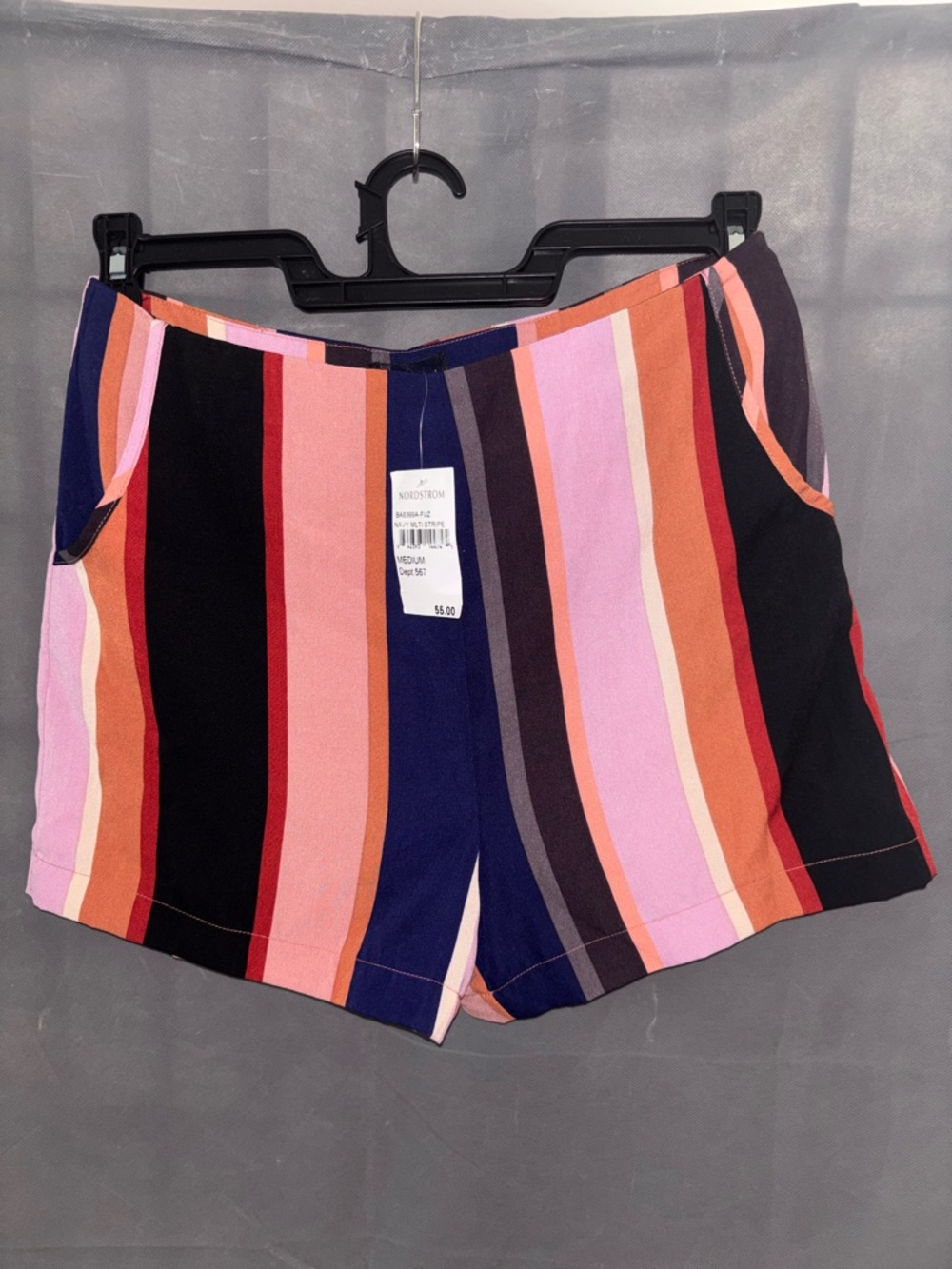 4SI3NNA Nordstrom NWT Multicolored Striped High Waisted Shorts w/Pockets, Size M